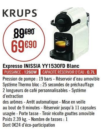 Promotions Krups expresso inissia yy1530fd blanc - Krups - Valide de 19/04/2021 à 02/05/2021 chez Super Casino