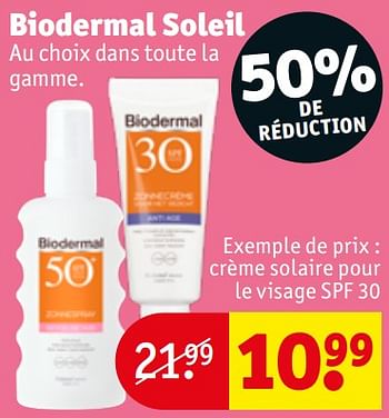 Promotions Biodermal soleil crème solaire pour le visage spf 30 - Biodermal - Valide de 20/04/2021 à 02/05/2021 chez Kruidvat