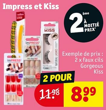Promotions Impress et kiss faux cils gorgeous kiss - Kiss - Valide de 20/04/2021 à 02/05/2021 chez Kruidvat