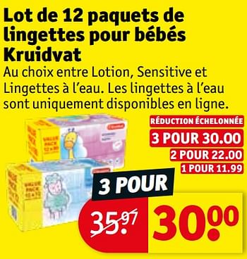 Promotions Lot de 12 paquets de lingettes pour bébés kruidvat - Produit maison - Kruidvat - Valide de 20/04/2021 à 02/05/2021 chez Kruidvat
