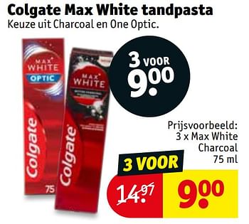Promoties Colgate max white tandpasta max white charcoal - Colgate - Geldig van 20/04/2021 tot 02/05/2021 bij Kruidvat