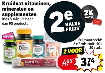 Promoties Kruidvat vitaminen, mineralen en supplementen bruis multi 50+ 20 stuks - Huismerk - Kruidvat - Geldig van 20/04/2021 tot 02/05/2021 bij Kruidvat