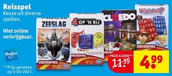 Promoties Reisspel - Hasbro - Geldig van 20/04/2021 tot 02/05/2021 bij Kruidvat
