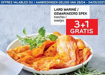 Promoties 3+1 gratis lard mariné tranches - Huismerk - Alvo - Geldig van 21/04/2021 tot 04/05/2021 bij Alvo