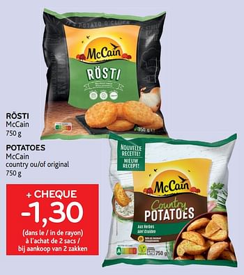 Promotion Alvo Rosti Mccain Potatoes Mccain Country Ou Of Original Mc Cain Surgelee Valide Jusqua 4 Promobutler