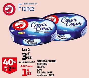 Promotions Coeur à coeur auchan - Produit Maison - Auchan Ronq - Valide de 21/04/2021 à 04/05/2021 chez Auchan Ronq