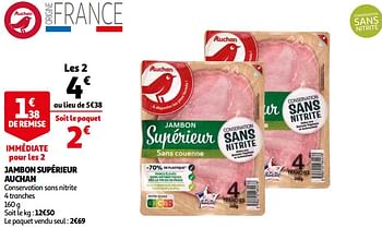 Promotions Jambon supérieur auchan - Produit Maison - Auchan Ronq - Valide de 21/04/2021 à 04/05/2021 chez Auchan Ronq