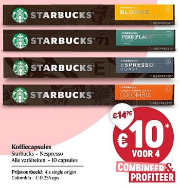Promoties Koffiecapsules starbucks - Starbucks - Geldig van 22/04/2021 tot 28/04/2021 bij Delhaize
