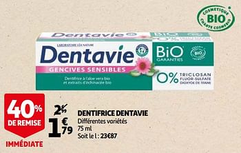 Promoties Dentifrice dentavie - Dentavie - Geldig van 21/04/2021 tot 04/05/2021 bij Auchan