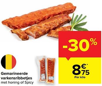 Promoties Gemarineerde varkensribbetjes - Huismerk - Carrefour  - Geldig van 21/04/2021 tot 26/04/2021 bij Carrefour