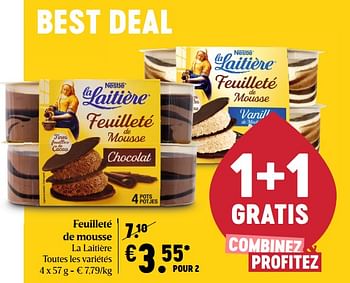 Promotions Feuilleté de mousse la laitière - Nestlé - Valide de 22/04/2021 à 28/04/2021 chez Delhaize