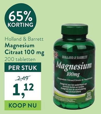 Promoties Holland + barrett magnesium citraat 100 mg - Huismerk - Holland & Barrett - Geldig van 19/04/2021 tot 16/05/2021 bij Holland & Barret