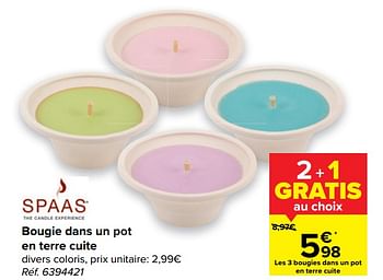 Promotions Bougie dans un pot en terre cuite - Spaas - Valide de 21/04/2021 à 03/05/2021 chez Carrefour