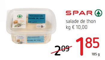 Promotions Salade de thon - Spar - Valide de 22/04/2021 à 05/05/2021 chez Spar (Colruytgroup)