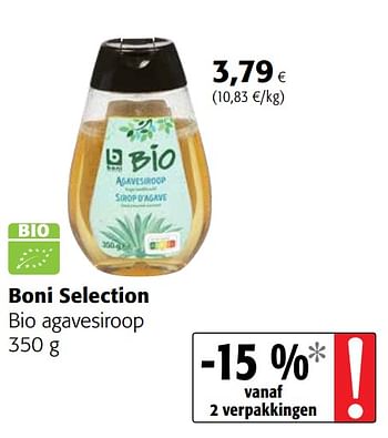 Promoties Boni selection bio agavesiroop - Boni - Geldig van 21/04/2021 tot 04/05/2021 bij Colruyt