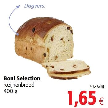 Promoties Boni selection rozijnenbrood - Boni - Geldig van 21/04/2021 tot 04/05/2021 bij Colruyt