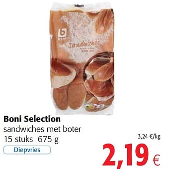 Promoties Boni selection sandwiches met boter - Boni - Geldig van 21/04/2021 tot 04/05/2021 bij Colruyt