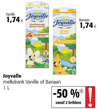 Promoties Joyvalle melkdrank vanille of banaan - Joyvalle - Geldig van 21/04/2021 tot 04/05/2021 bij Colruyt