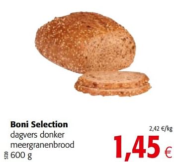 Promotions Boni selection dagvers donker meergranenbrood - Boni - Valide de 21/04/2021 à 04/05/2021 chez Colruyt