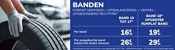 Promoties Banden forfait montage + uitbalancering + ventiel - uitgezonderd recytyre - Huismerk - Auto 5  - Geldig van 23/04/2021 tot 11/05/2021 bij Auto 5