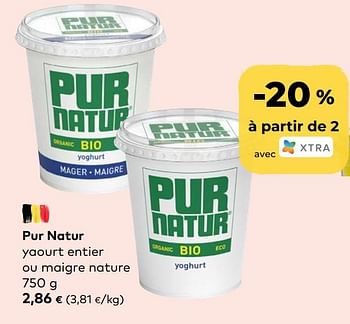 Promoties Pur natur yaourt entier ou maigre nature - Pur Natur - Geldig van 21/04/2021 tot 18/05/2021 bij Bioplanet