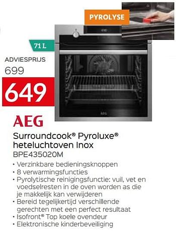 Promoties Aeg surroundcook pyroluxe heteluchtoven inox bpe435020m - AEG - Geldig van 25/04/2021 tot 31/05/2021 bij Selexion