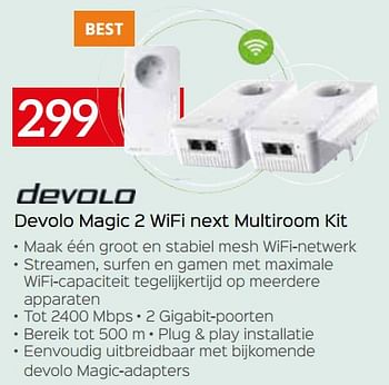 Promoties Devolo magic 2 wifi next multiroom kit - Devolo - Geldig van 25/04/2021 tot 31/05/2021 bij Selexion