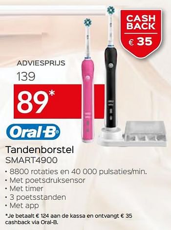 Promoties Oral-b tandenborstel smart4900 - Oral-B - Geldig van 25/04/2021 tot 31/05/2021 bij Selexion