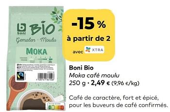 Promoties Boni bio moka café moulu - Boni - Geldig van 21/04/2021 tot 18/05/2021 bij Bioplanet