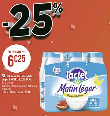 Promotions Lait sans lactose matin léger lactel - Lactel - Valide de 26/04/2021 à 09/05/2021 chez Géant Casino