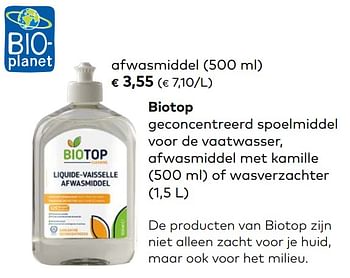 Promotions Biotop afwasmiddel - Biotop - Valide de 21/04/2021 à 18/05/2021 chez Bioplanet
