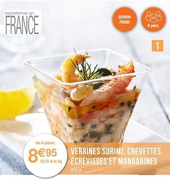 Promotions Verrines surimi, crevettes, écrevisses et mandarines - Produit Maison - Migros - Valide de 19/04/2021 à 30/09/2021 chez Migros