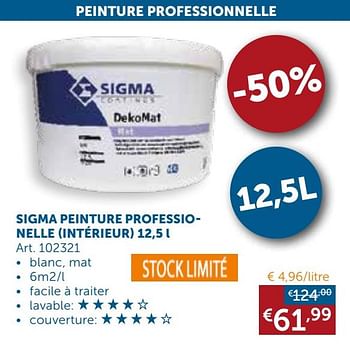 Promotions Sigma peinture professionelle intérieur - Sigma - Valide de 27/04/2021 à 24/05/2021 chez Zelfbouwmarkt