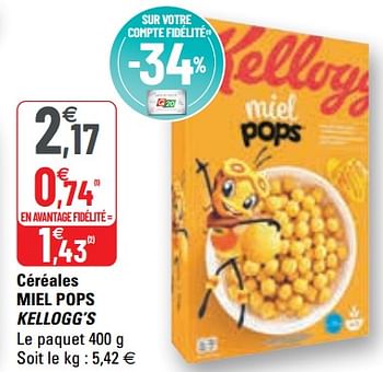 Promotions Céréales miel pops kellogg`s - Kellogg's - Valide de 28/04/2021 à 09/05/2021 chez G20