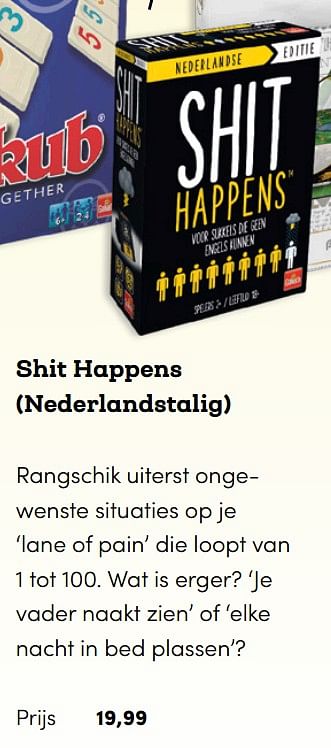 Promoties Shit happens nederlandstalig - Huismerk - BookSpot - Geldig van 01/03/2021 tot 16/05/2021 bij BookSpot