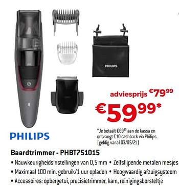 Promoties Philips baardtrimmer - phbt751015 - Philips - Geldig van 25/04/2021 tot 31/05/2021 bij Exellent