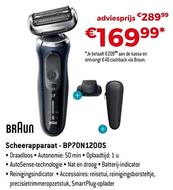 Promoties Braun scheerapparaat - bp70n1200s - Braun - Geldig van 25/04/2021 tot 31/05/2021 bij Exellent
