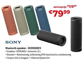 Promoties Sony bluetooth speaker - sosrsxb23 - Sony - Geldig van 25/04/2021 tot 31/05/2021 bij Exellent