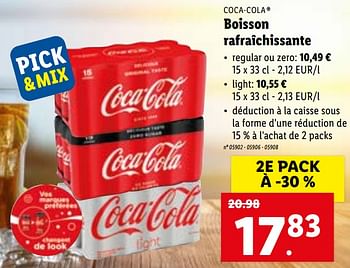 Promotions Boisson rafraîchissante - Coca Cola - Valide de 03/05/2021 à 08/05/2021 chez Lidl
