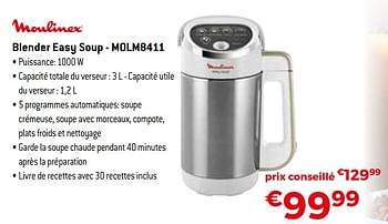 Promotions Moulinex blender easy soup - molm8411 - Moulinex - Valide de 25/04/2021 à 31/05/2021 chez Exellent