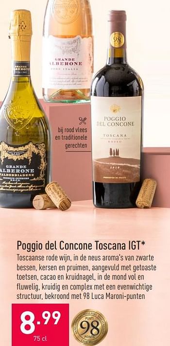 Promoties Poggio del concone toscana igt - Rode wijnen - Geldig van 05/05/2021 tot 14/05/2021 bij Aldi