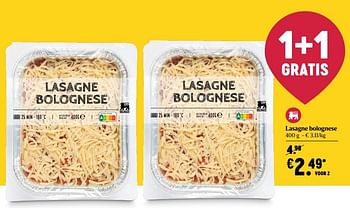 Promotions Lasagne bolognese - Produit Maison - Delhaize - Valide de 29/04/2021 à 05/05/2021 chez Delhaize