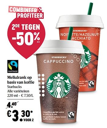 Promotions Melkdrank op basis van koffie starbucks - Starbucks - Valide de 29/04/2021 à 05/05/2021 chez Delhaize