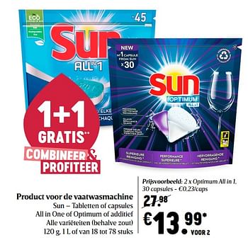 Promotions Product voor de vaatwasmachine sun - Sun - Valide de 29/04/2021 à 05/05/2021 chez Delhaize