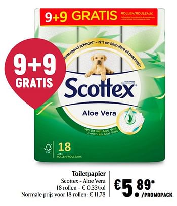 Promotions Toiletpapier scottex aloe vera - Scottex - Valide de 29/04/2021 à 05/05/2021 chez Delhaize