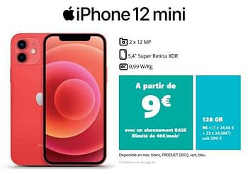 Promotions Apple iphone 12 mini 128gb - Apple - Valide de 25/04/2021 à 25/05/2021 chez Base
