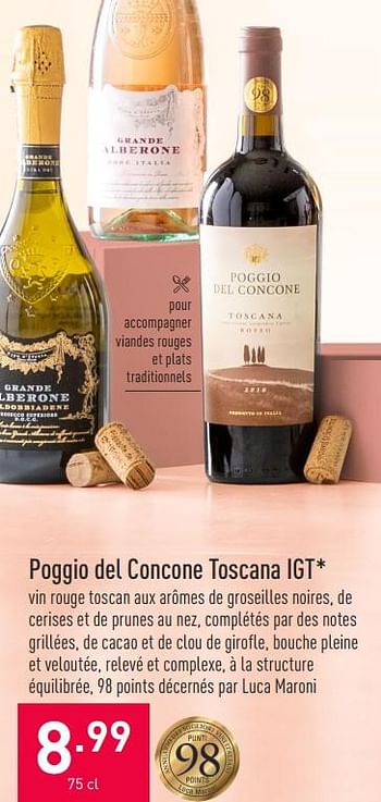 Promotions Poggio del concone toscana igt - Vins rouges - Valide de 05/05/2021 à 14/05/2021 chez Aldi