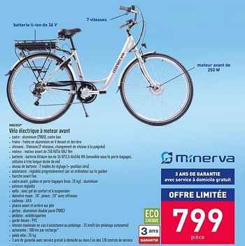 Promotions Vélo électrique à moteur avant - Minerva - Valide de 05/05/2021 à 14/05/2021 chez Aldi