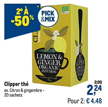 Promotions Clipper thé citron + gingembre - Clipper - Valide de 05/05/2021 à 18/05/2021 chez Makro