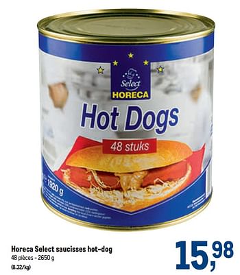 Promotions Horeca select saucisses hot-dog - Produit maison - Makro - Valide de 05/05/2021 à 18/05/2021 chez Makro